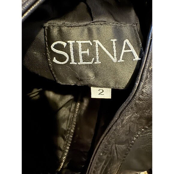 Siena Studio Women's Size 2 Vintage Black 100% Leather Pants lined pockets read - Picture 2 of 12